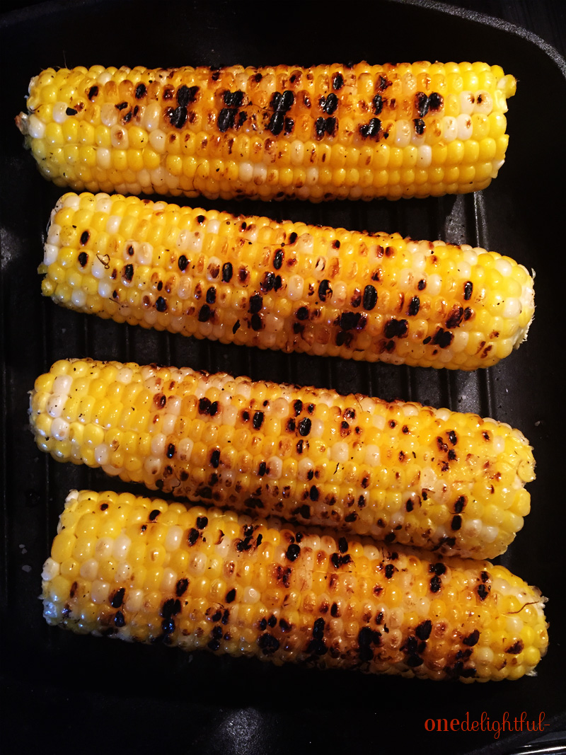 Indoor Grilled Corn with White Cheddar Stuffed Sliders onedelightfullife
