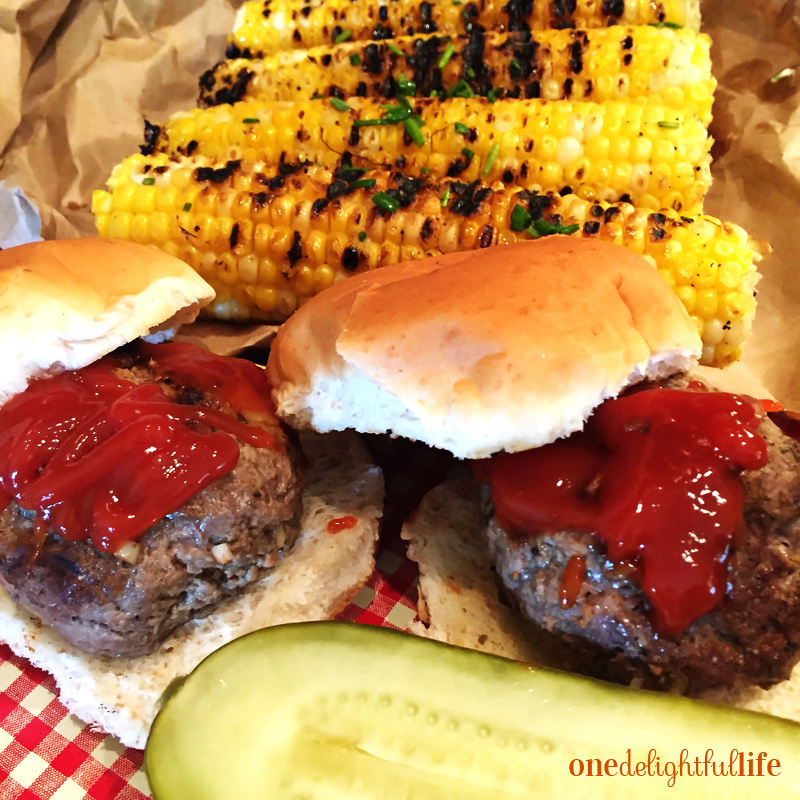 Indoor Grilled Corn with White Cheddar Stuffed Sliders